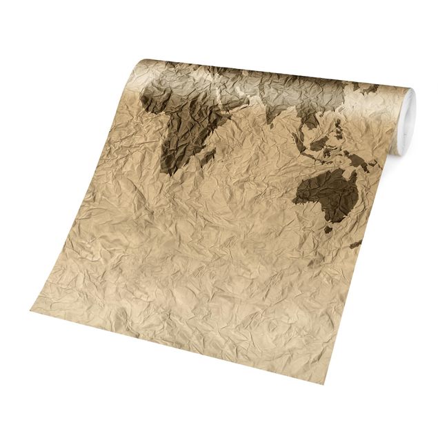 Self adhesive wallpapers Paper World Map Beige Brown