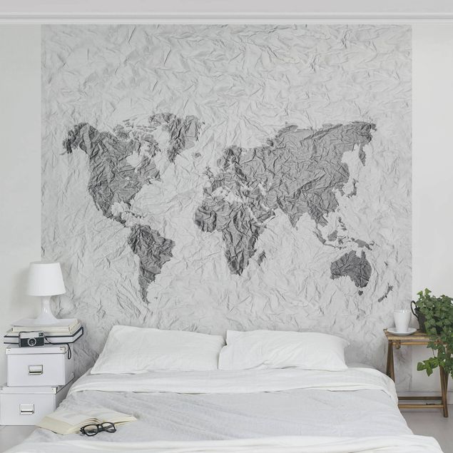 Wallpapers maps Paper World Map White Grey