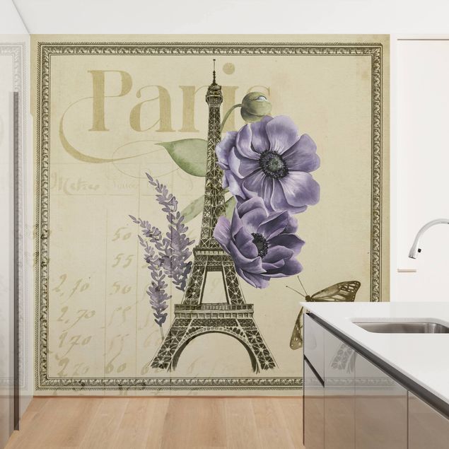 Modern wallpaper designs Paris Collage Eiffel Tower