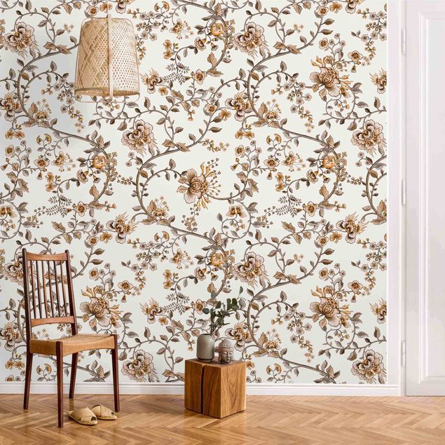 Floral wallpaper Pastel Flower Tendrils Dried