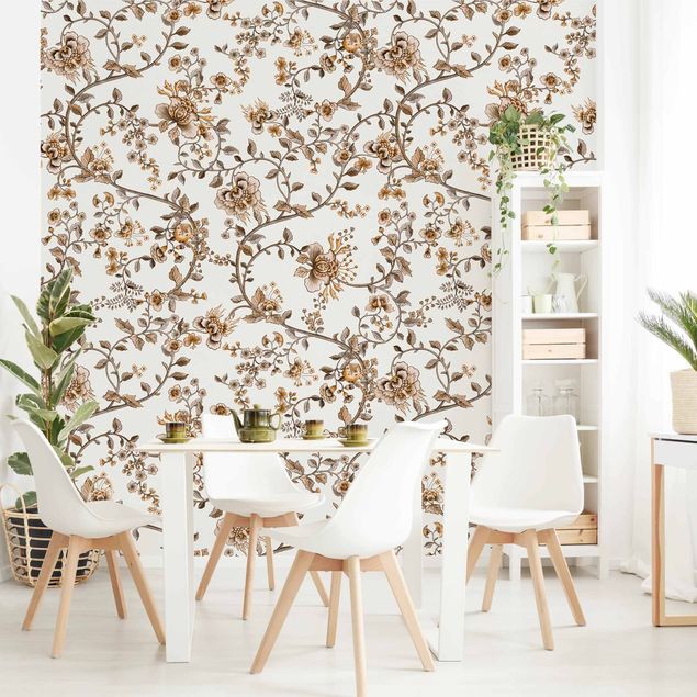 Contemporary wallpaper Pastel Flower Tendrils Dried