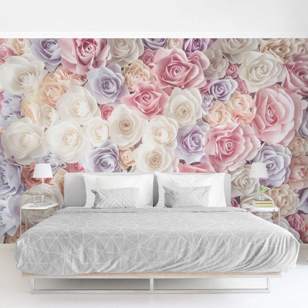 Rose flower wallpaper Pastel Paper Art Roses