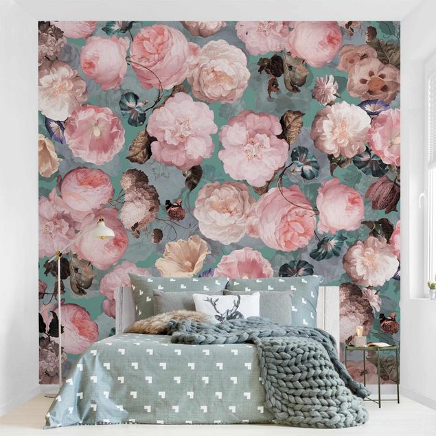 Wallpapers butterfly Pastel Dream Of Roses On Blue