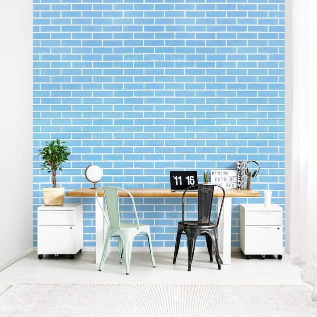Wallpapers modern Pastel Blue Brick Wall