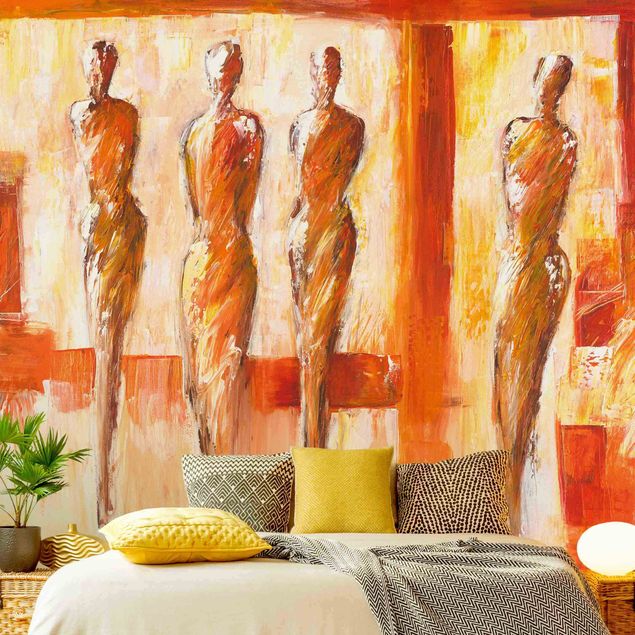Peel and stick wallpaper Petra Schüßler - Four Figures In Orange