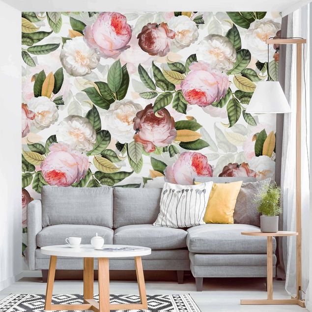 Modern wallpaper designs Peonies With Leaves