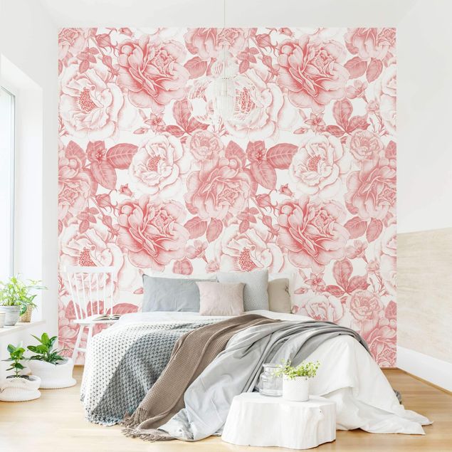 Wallpapers rose Peony Pattern Pink
