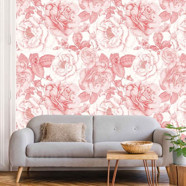 Wallpapers rose Peony Pattern Pink