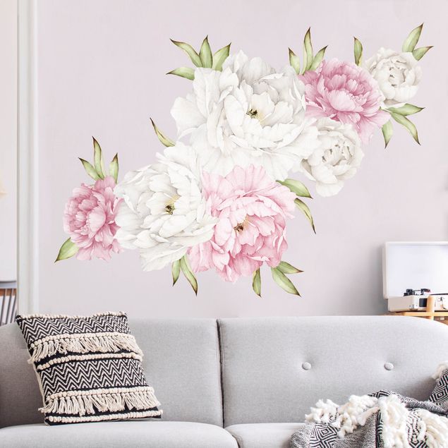 Wall stickers rose Peonies set rosé white