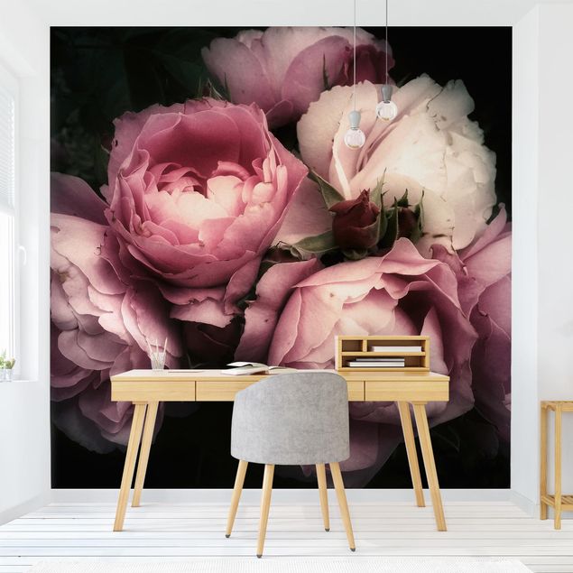 Wallpapers flower Peony Black Shabby Backdrop