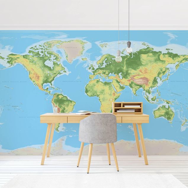 Modern wallpaper designs Physical World Map