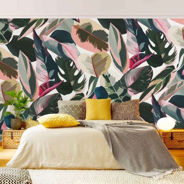 Wallpapers flower Pink Tropical Pattern XXL