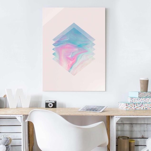 Modern art prints Pink Water Marble