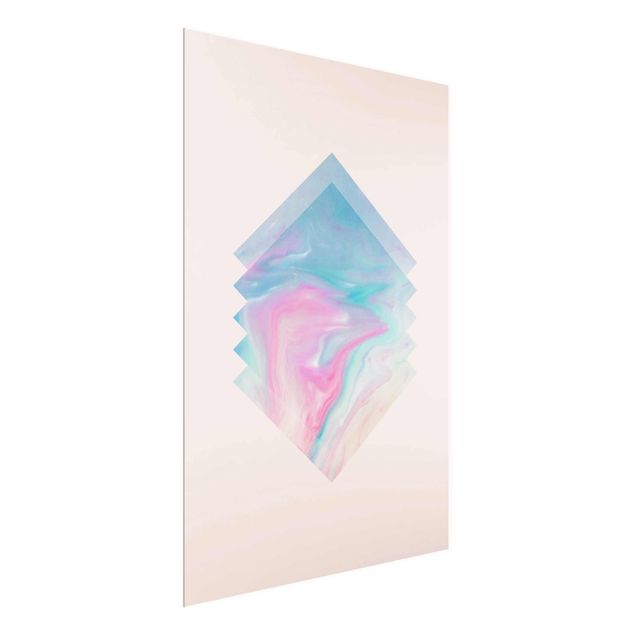 Abstract glass wall art Pink Water Marble