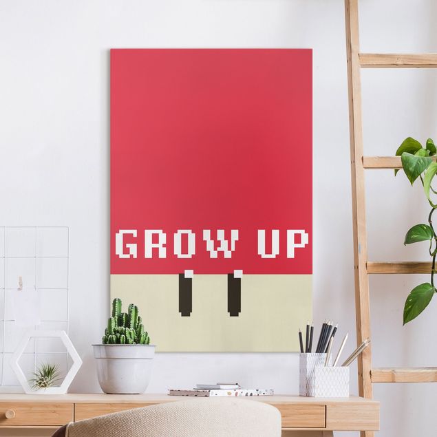 Quote wall art Pixel Text Grow Up In Red