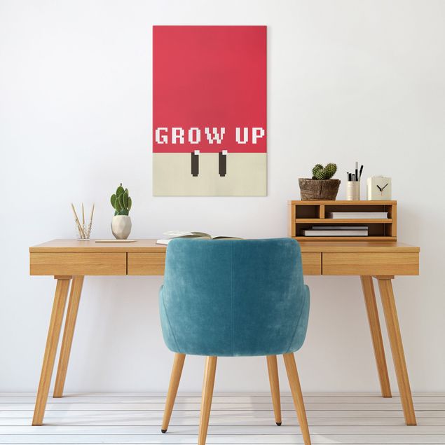 Canvas prints quotes Pixel Text Grow Up In Red