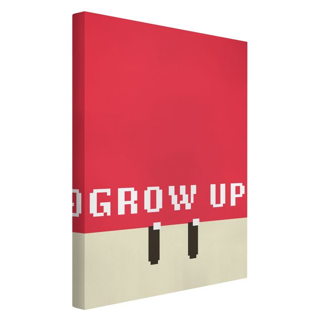 Red art prints Pixel Text Grow Up In Red