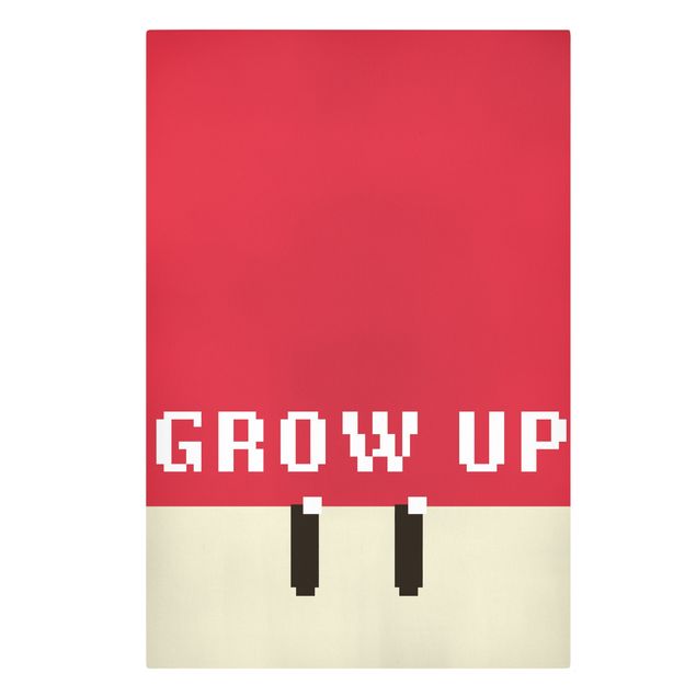 Prints Pixel Text Grow Up In Red