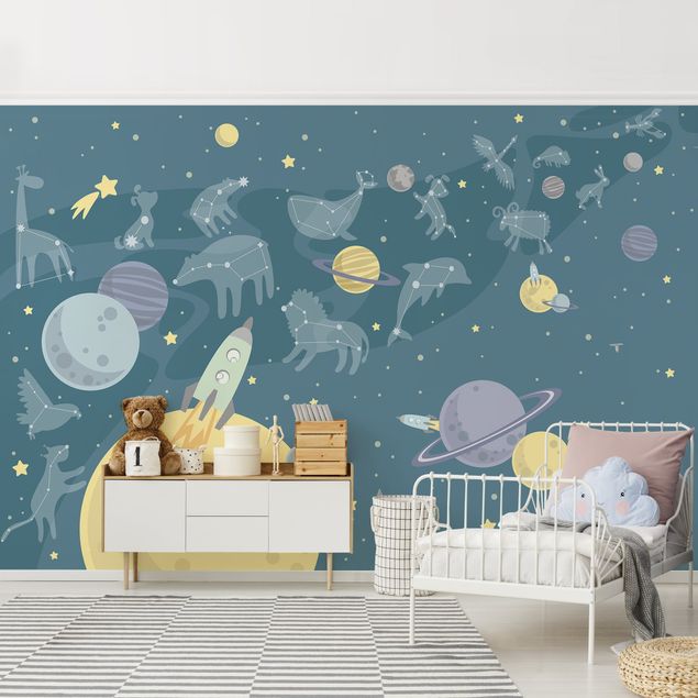 Modern wallpaper designs Planets With Zodiac And Missiles