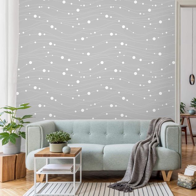 Contemporary wallpaper Dots On Wave Pattern In Front Of Gray