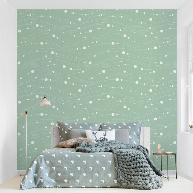 Kitchen Dots On Wave Pattern In Front Of Mint