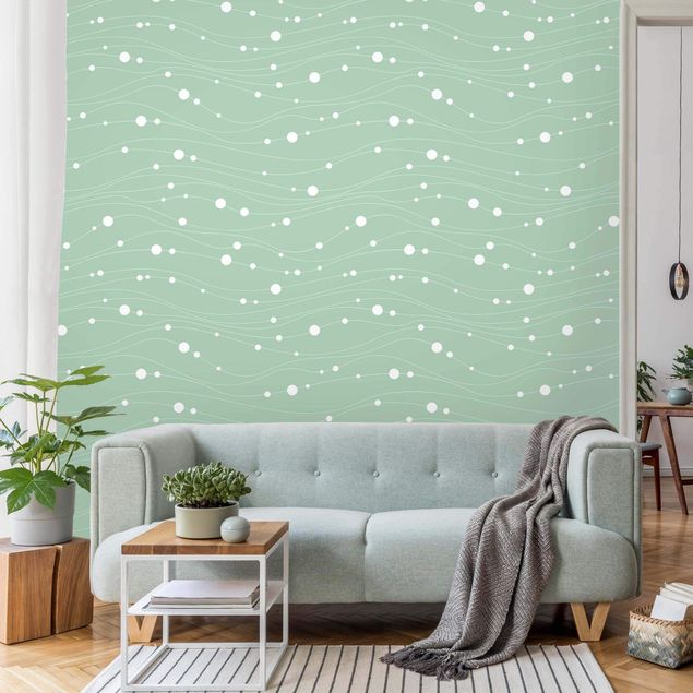 Spotty wallpaper Dots On Wave Pattern In Front Of Mint