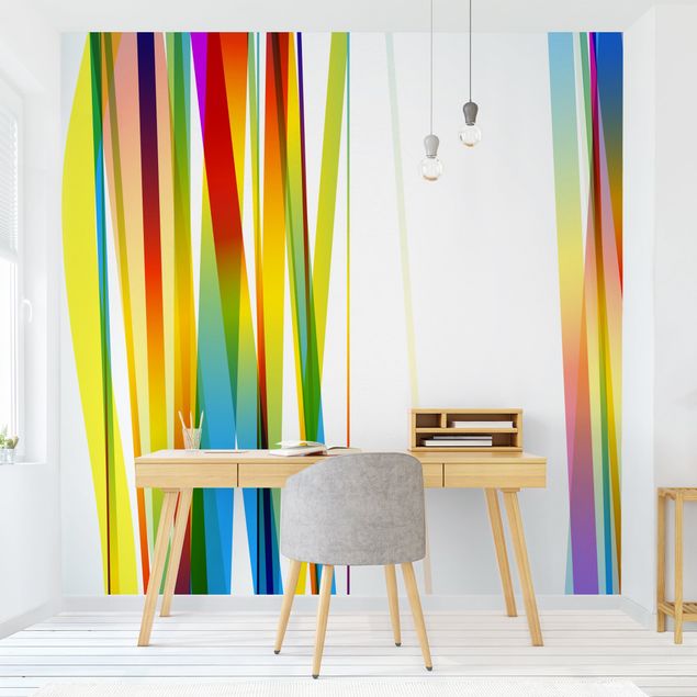 Horizontal striped wallpaper Rainbow Stripes