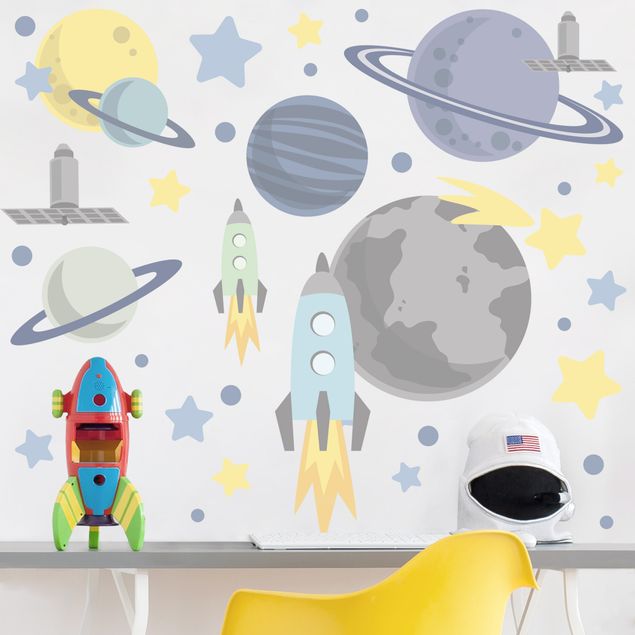 Nursery decoration Rocket and planets