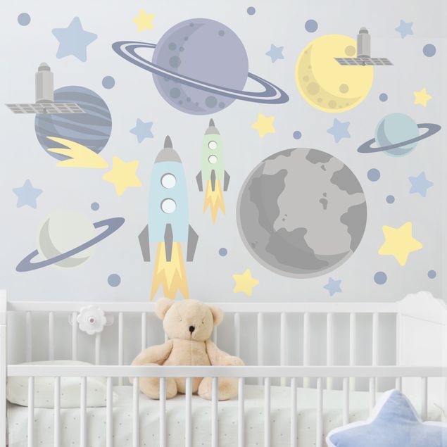 Universe wall stickers Rocket and planets