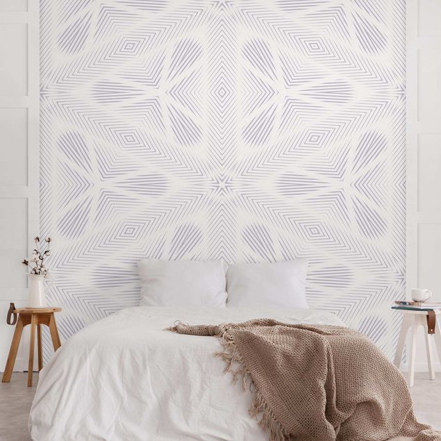 Wallpapers geometric Rhombic Pattern With Stripes And Star In Grey