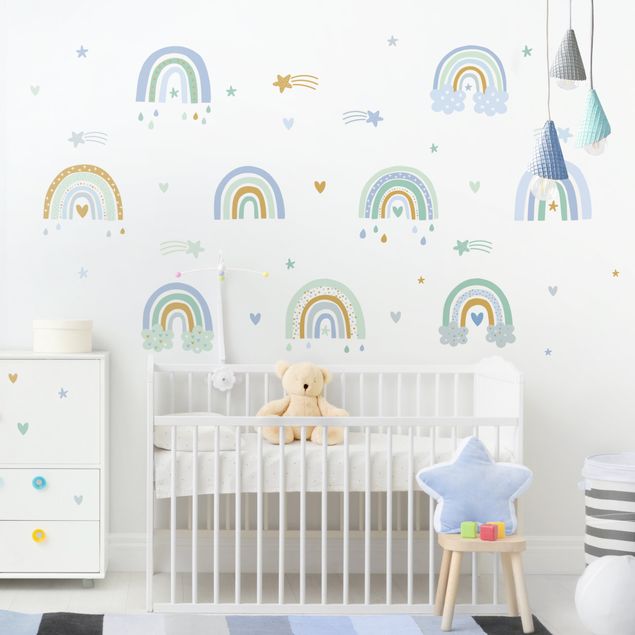 Universe wall stickers Rainbows Blue Turquoise Set