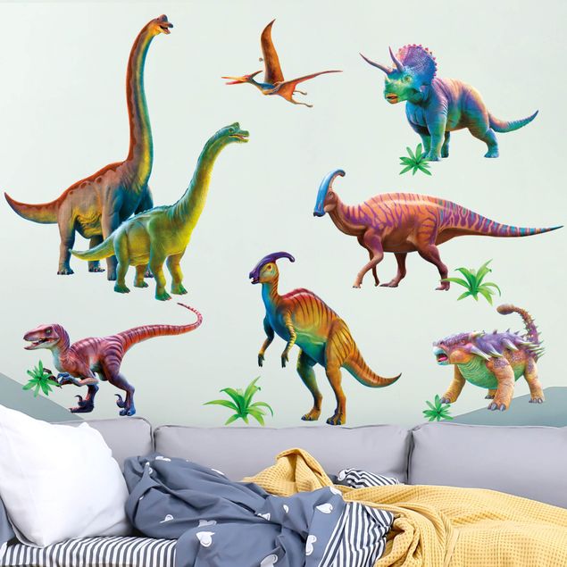 Wall stickers dinosaurs Rainbow dinosaur set