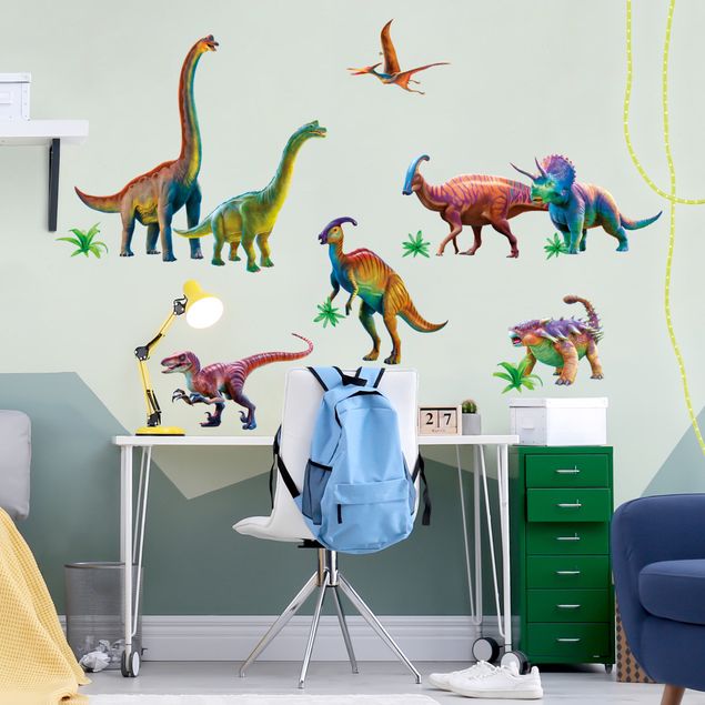 Wall stickers animals Rainbow dinosaur set