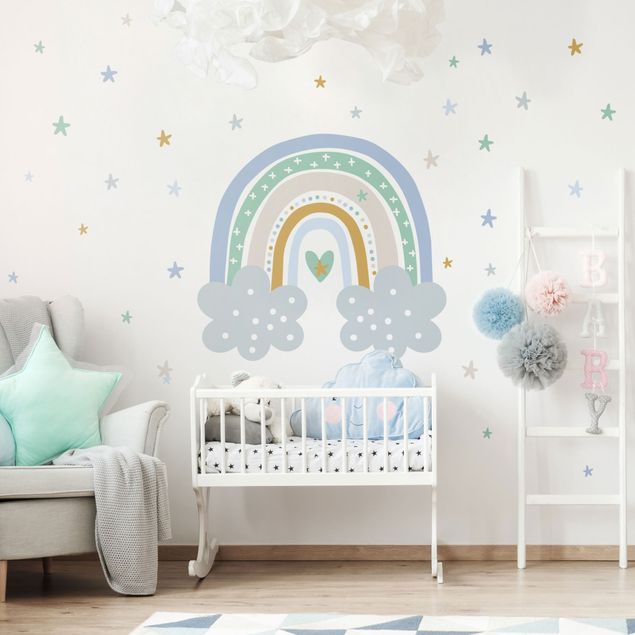 Wall stickers love Rainbow with clouds blue turquoise