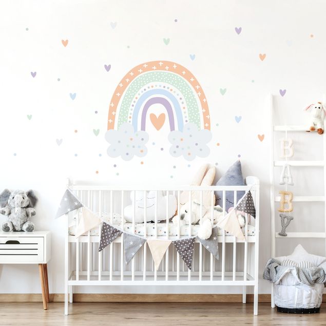 Wall stickers love Rainbow with clouds pastel