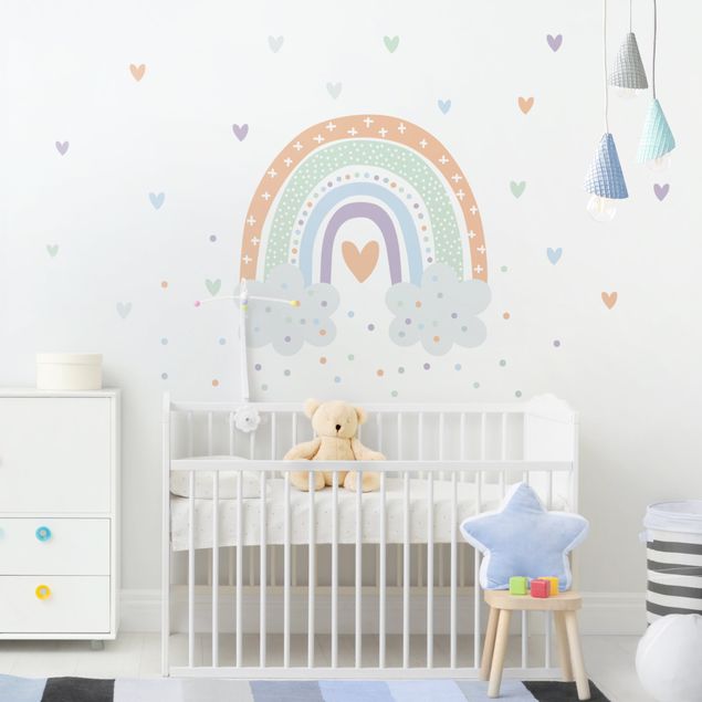Wall stickers heart Rainbow with clouds pastel