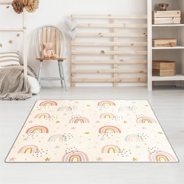 Colourful rugs Rainbow World With Stars And Dots