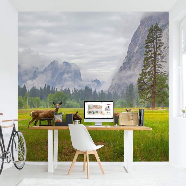 Contemporary wallpaper Deer In The Mountains