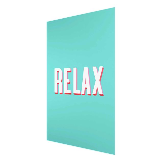 Turquoise canvas wall art Relax Typo On Blue
