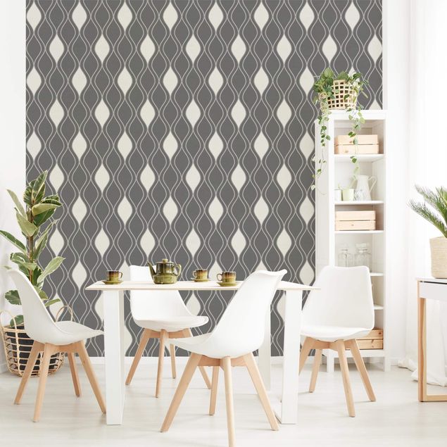 Geometric pattern wallpaper Retro Pattern With Sparkling Drops In Anthracite