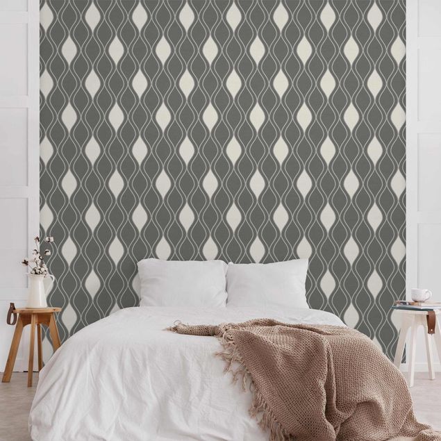 Aesthetic vintage wallpaper Retro Pattern With Sparkling Drops In Anthracite