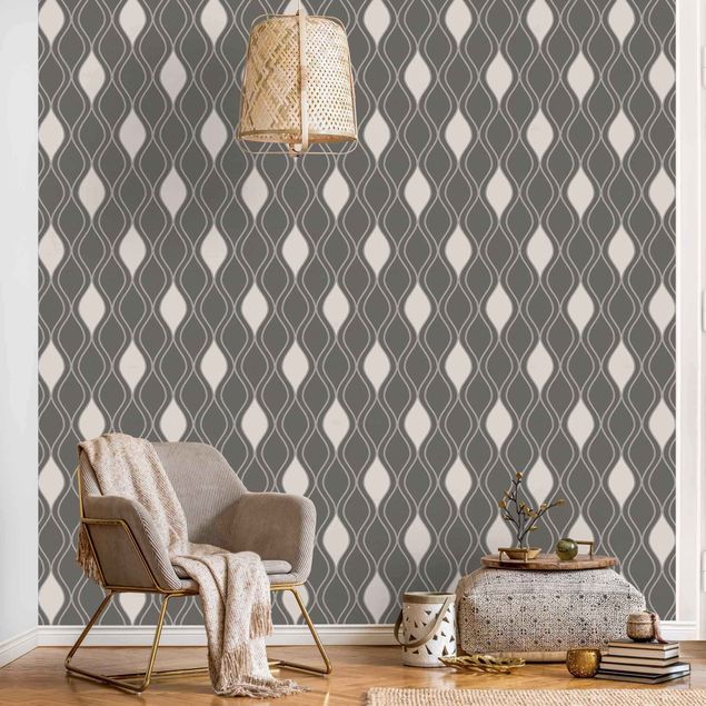 Modern wallpaper designs Retro Pattern With Sparkling Drops In Anthracite