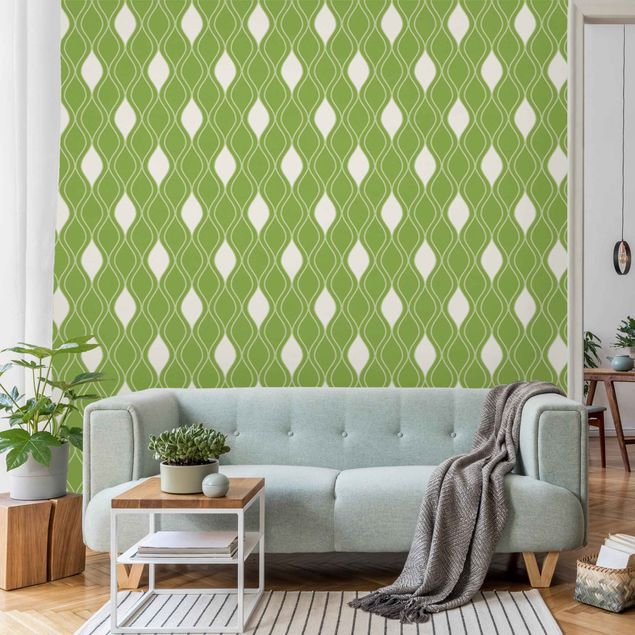 Geometric pattern wallpaper Retro Pattern With Sparkling Drops In Light Green