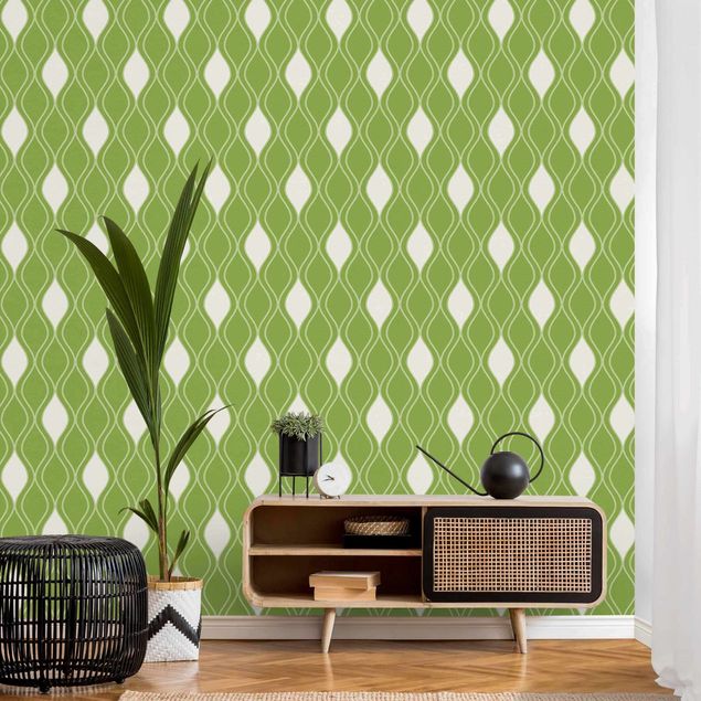 Aesthetic vintage wallpaper Retro Pattern With Sparkling Drops In Light Green