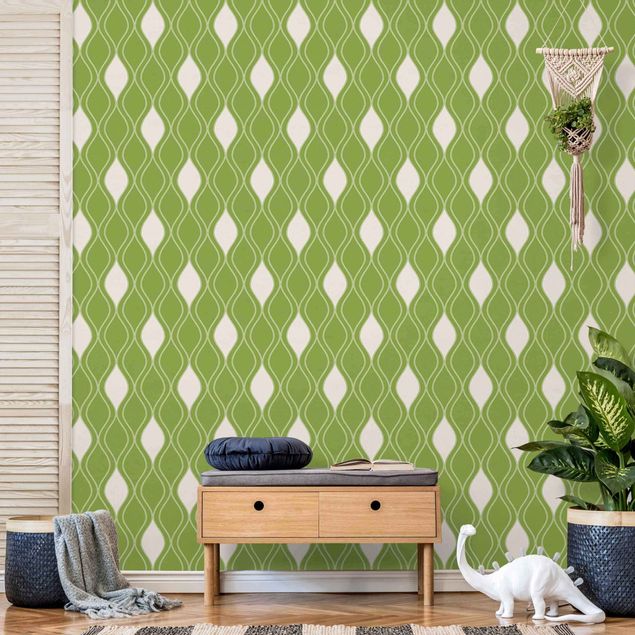 Modern wallpaper designs Retro Pattern With Sparkling Drops In Light Green
