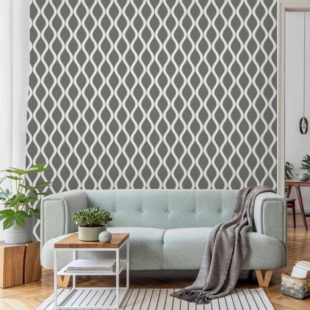 Geometric pattern wallpaper Retro Pattern With Sparkling Waves In Anthracite