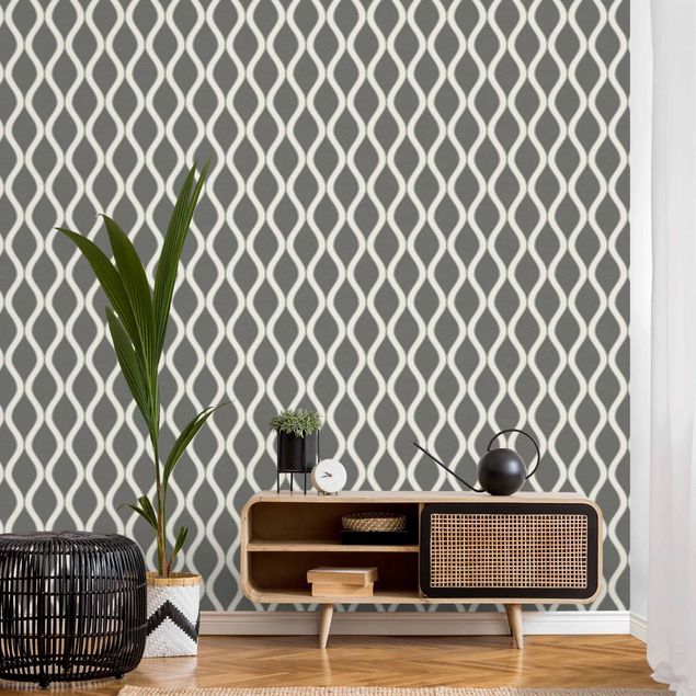 Aesthetic vintage wallpaper Retro Pattern With Sparkling Waves In Anthracite