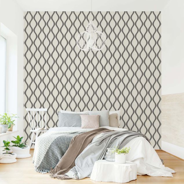Geometric pattern wallpaper Retro Pattern With Waves In Anthracite