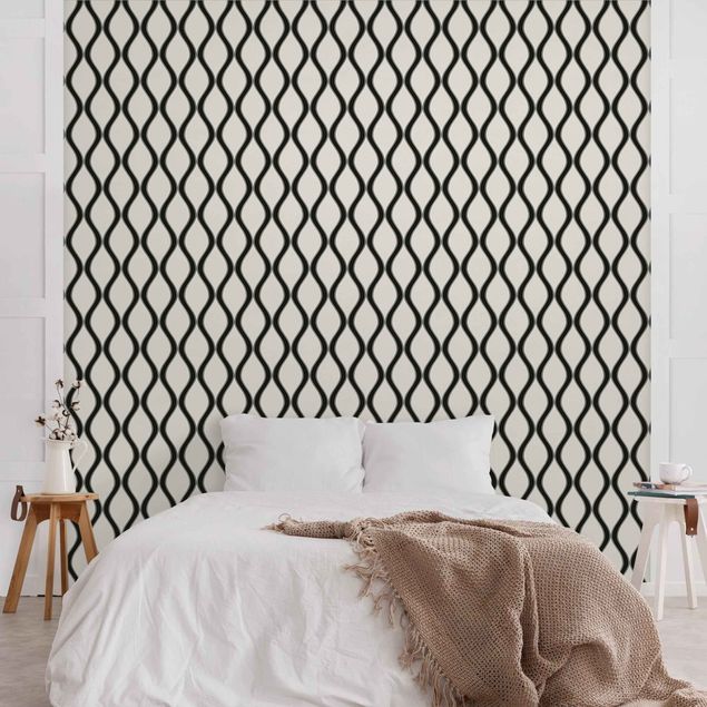 Black and white aesthetic wallpaper Retro Pattern With Waves In Black