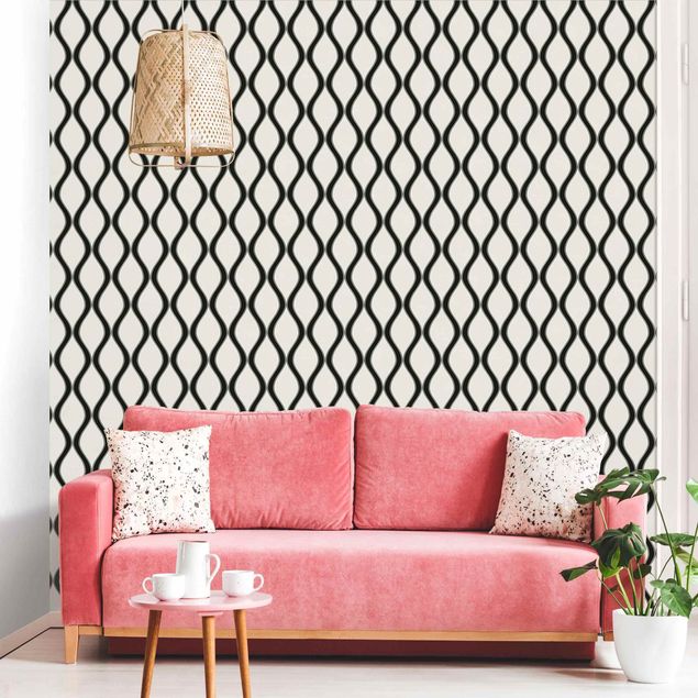 Aesthetic vintage wallpaper Retro Pattern With Waves In Black
